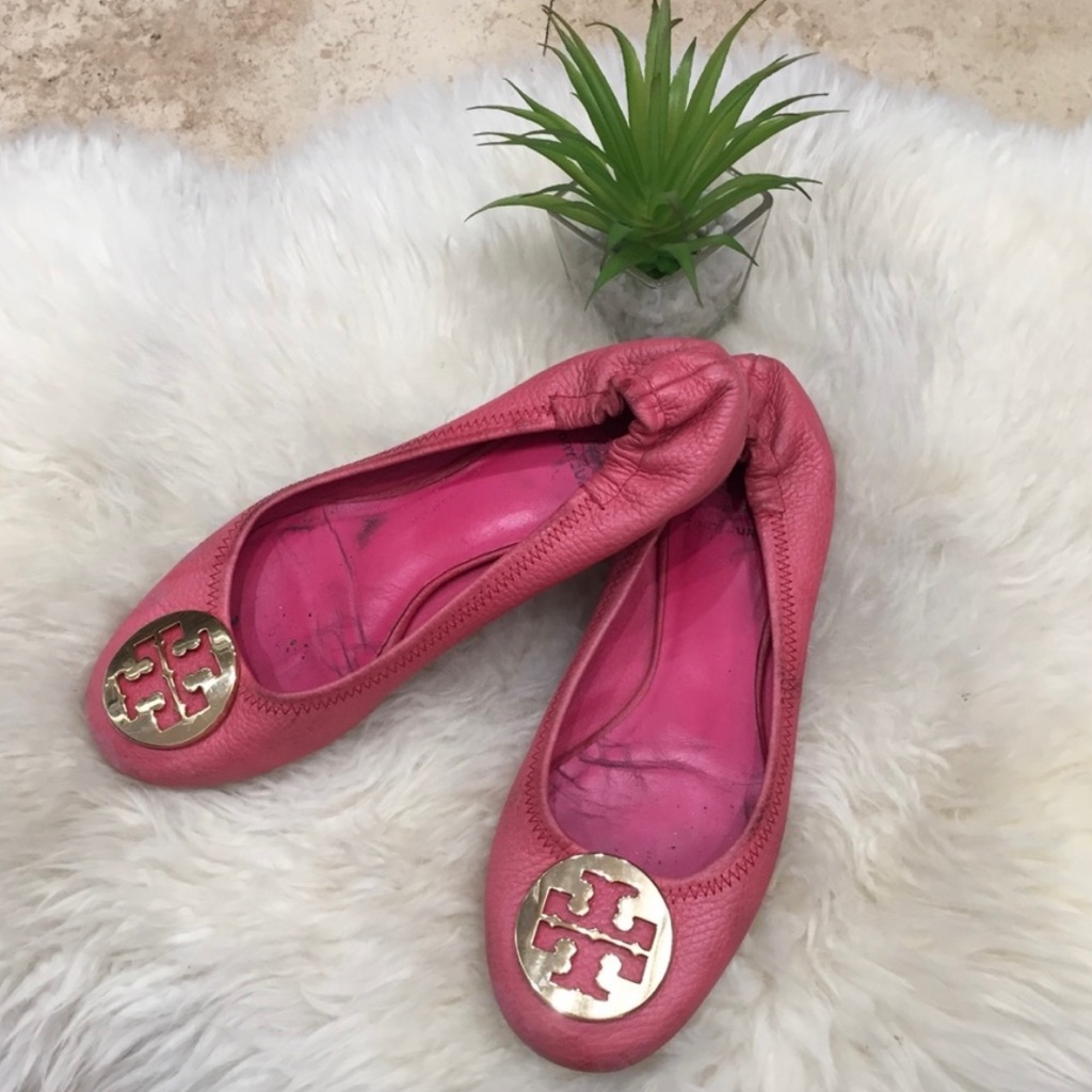 Authentic Pink Tory Burch Flats Size 7.5